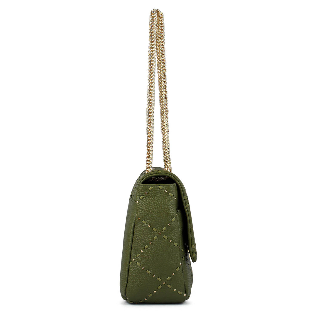 Serena Wax Leather Shoulder Bag - Fern