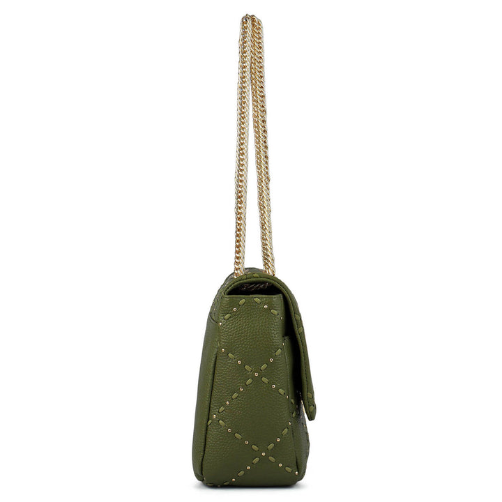 Serena Wax Leather Shoulder Bag - Fern