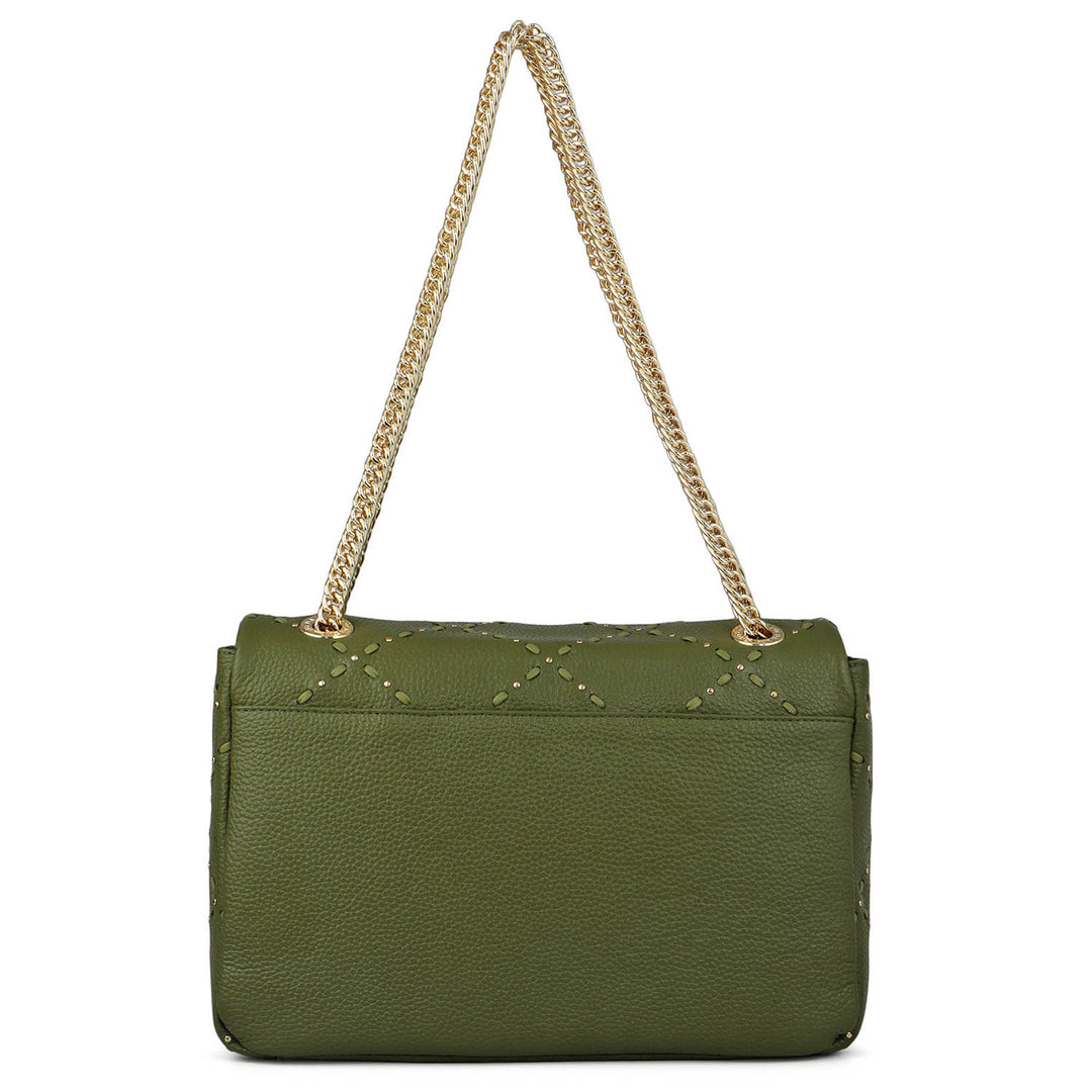 Serena Wax Leather Shoulder Bag - Fern