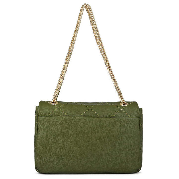 Serena Wax Leather Shoulder Bag - Fern