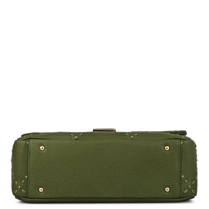 Serena Wax Leather Shoulder Bag - Fern