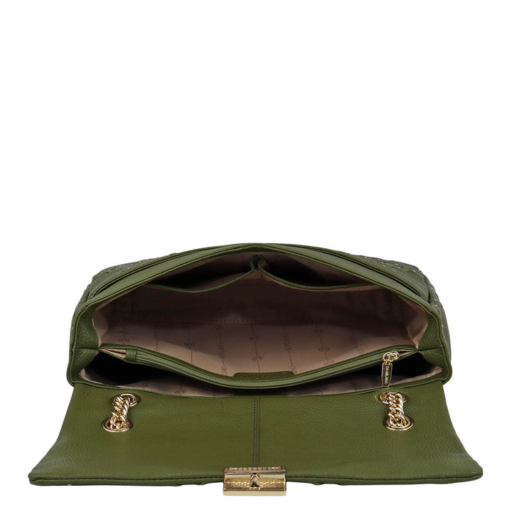 Serena Wax Leather Shoulder Bag - Fern