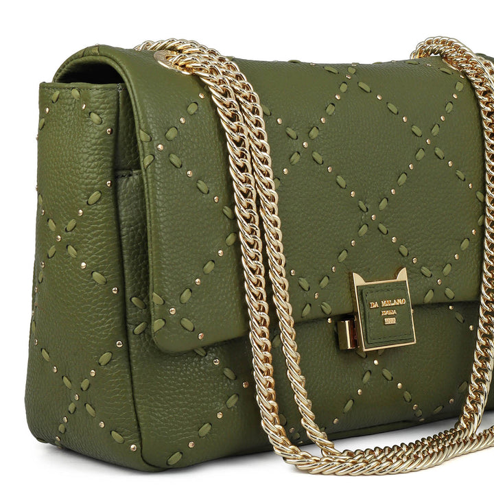 Serena Wax Leather Shoulder Bag - Fern