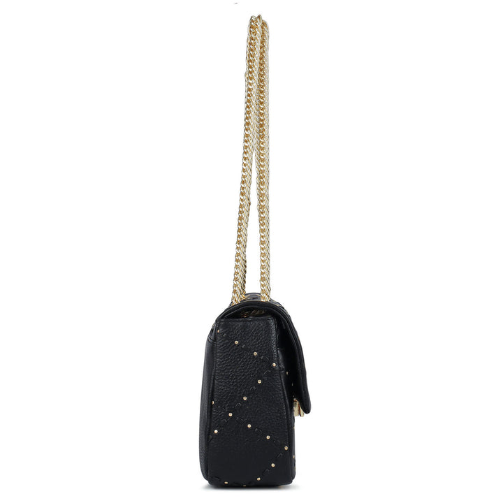 Serena Wax Leather Shoulder Bag - Black