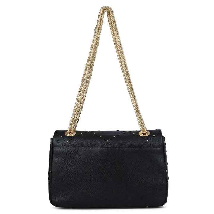 Serena Wax Leather Shoulder Bag - Black