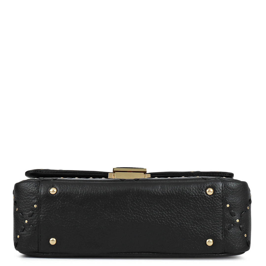 Serena Wax Leather Shoulder Bag - Black