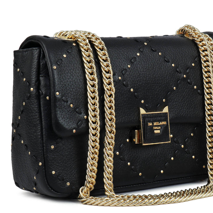Serena Wax Leather Shoulder Bag - Black
