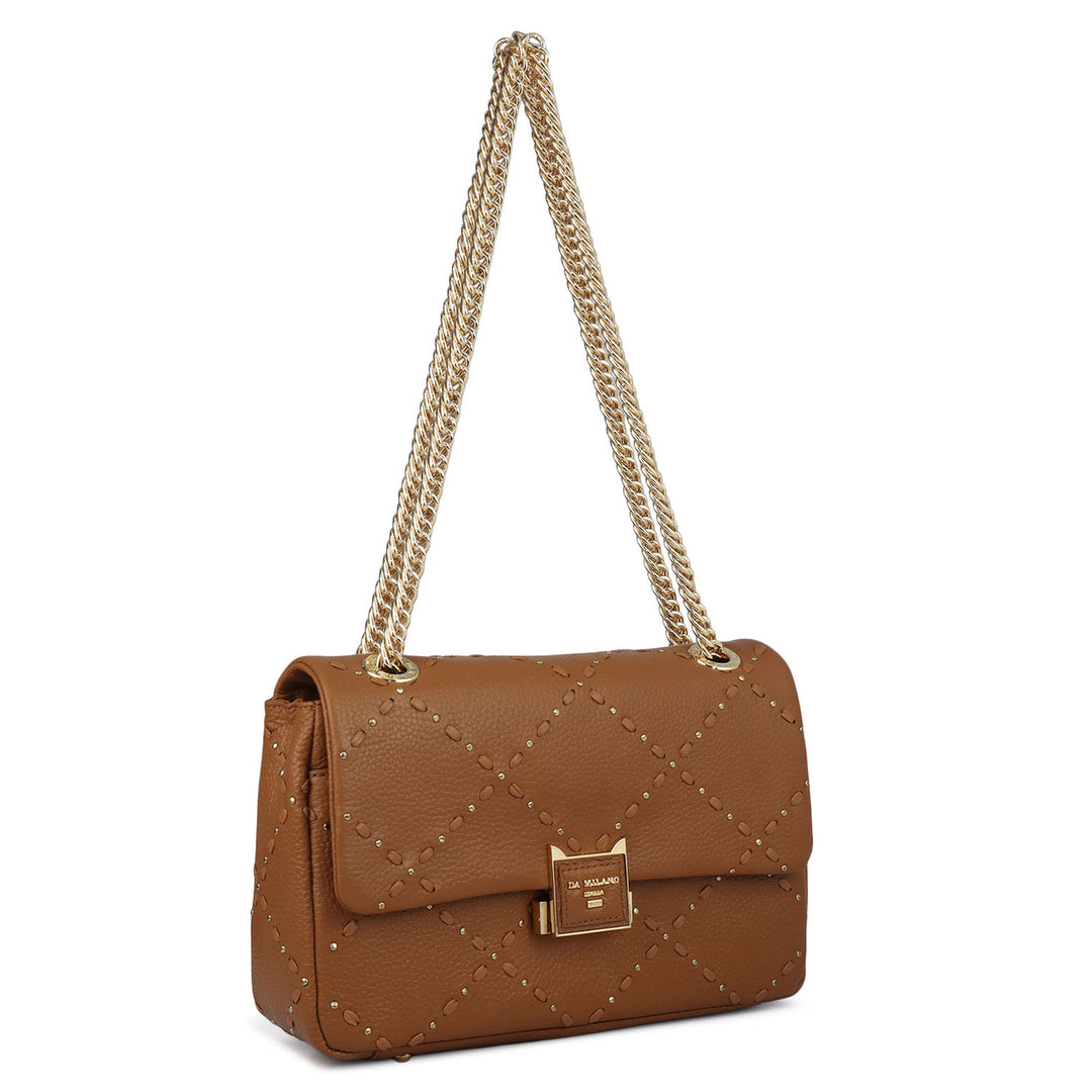 Serena Wax Leather Shoulder Bag - Caramel