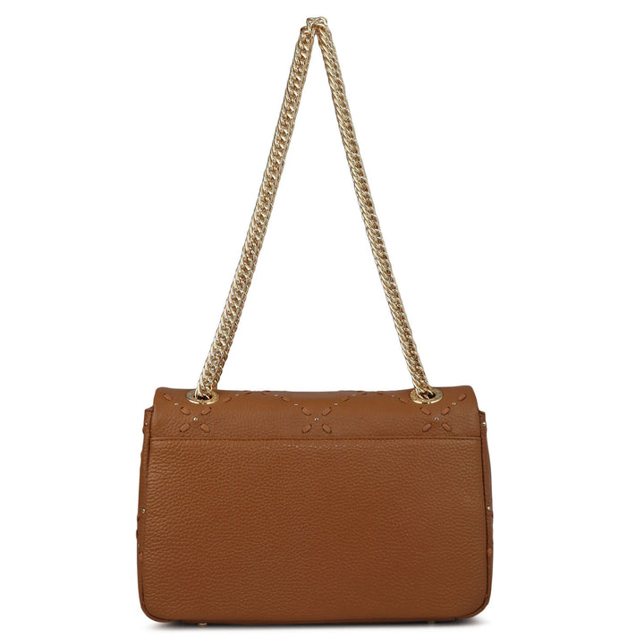 Serena Wax Leather Shoulder Bag - Caramel