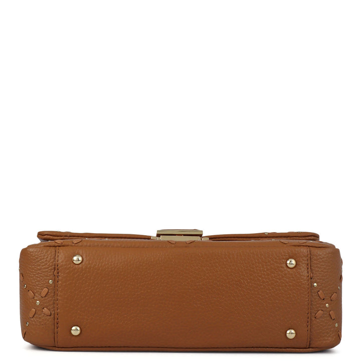 Serena Wax Leather Shoulder Bag - Caramel