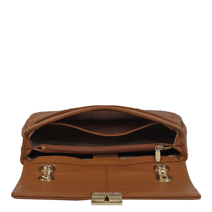 Serena Wax Leather Shoulder Bag - Caramel