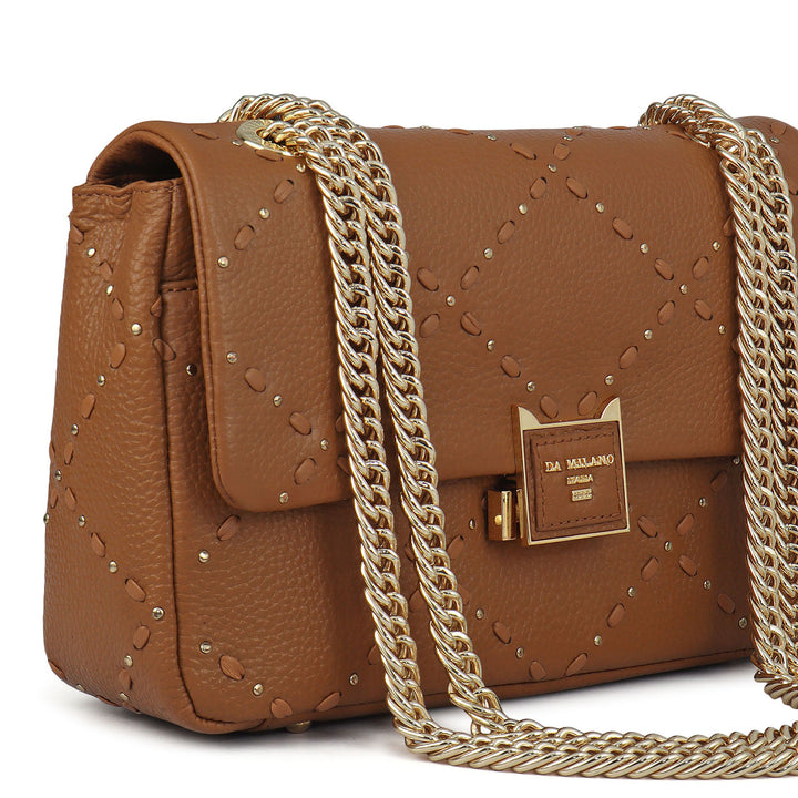Serena Wax Leather Shoulder Bag - Caramel