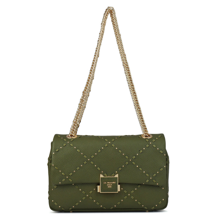Serena Wax Leather Shoulder Bag - Fern