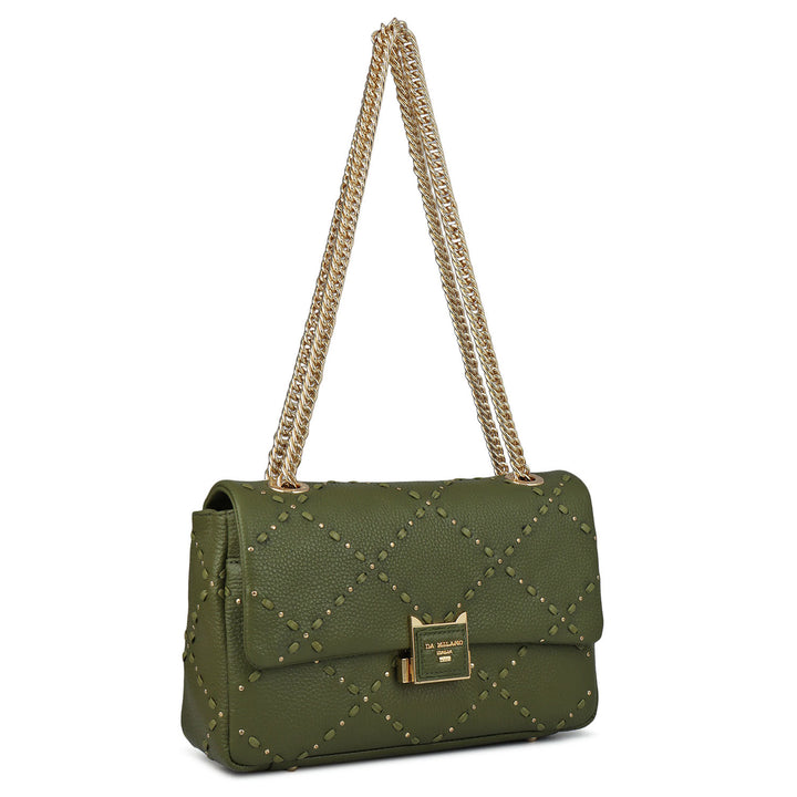 Serena Wax Leather Shoulder Bag - Fern