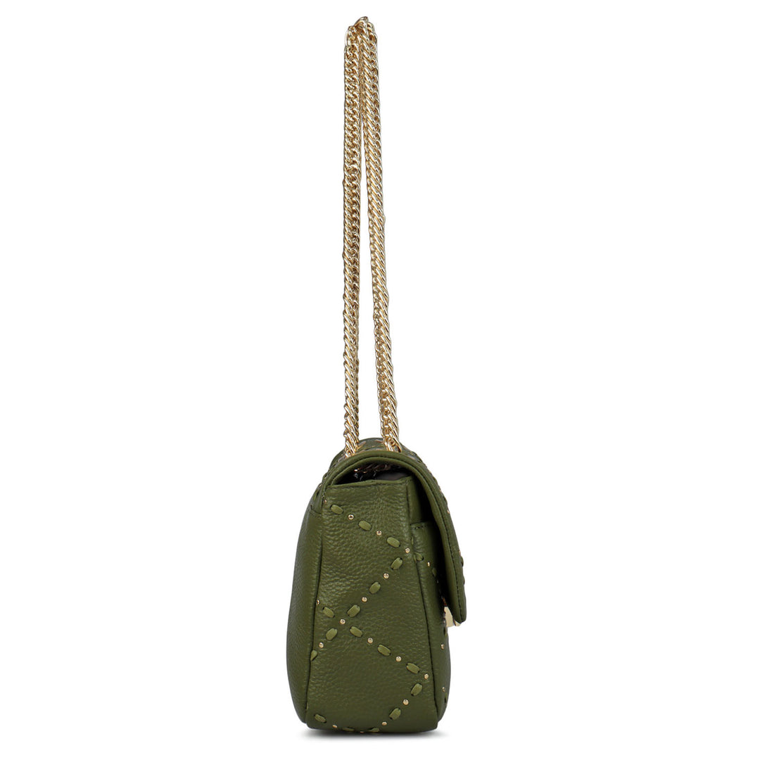 Serena Wax Leather Shoulder Bag - Fern