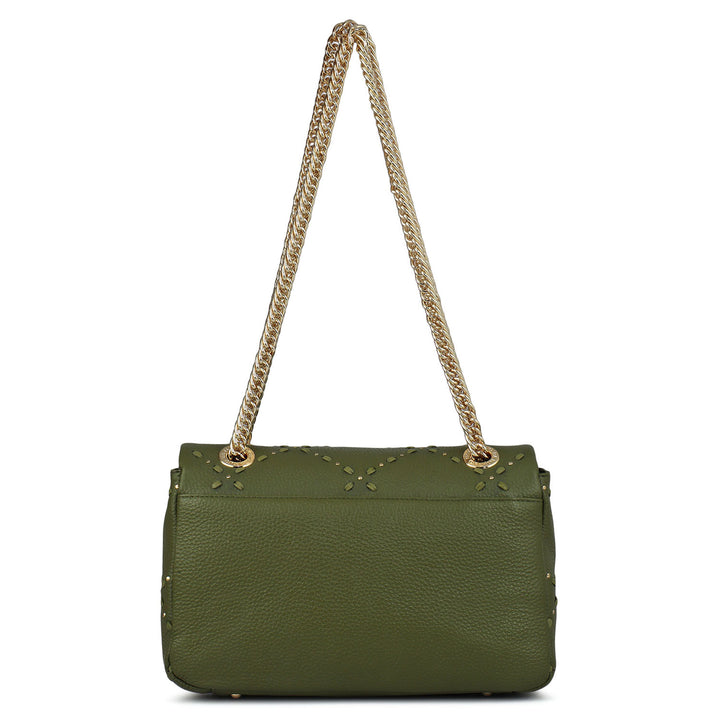 Serena Wax Leather Shoulder Bag - Fern