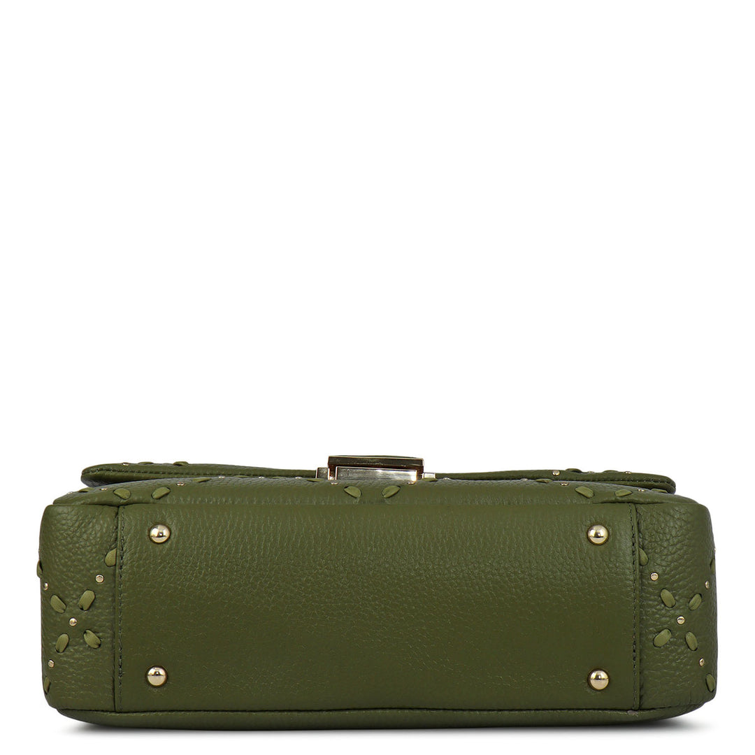 Serena Wax Leather Shoulder Bag - Fern