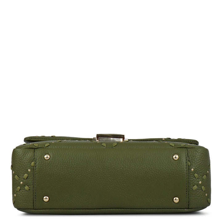 Serena Wax Leather Shoulder Bag - Fern