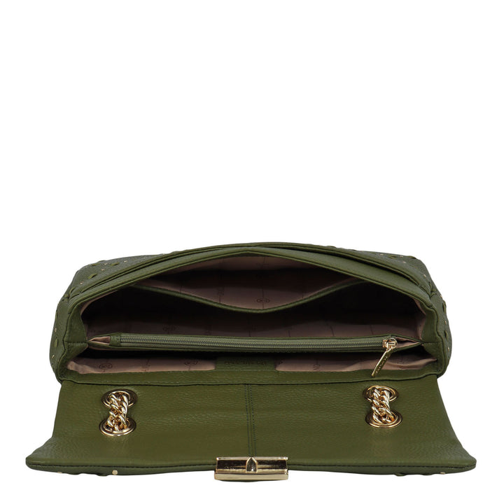 Serena Wax Leather Shoulder Bag - Fern