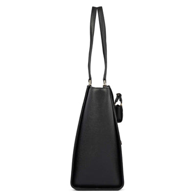 Medium Croco Franzy Leather Tote - Black