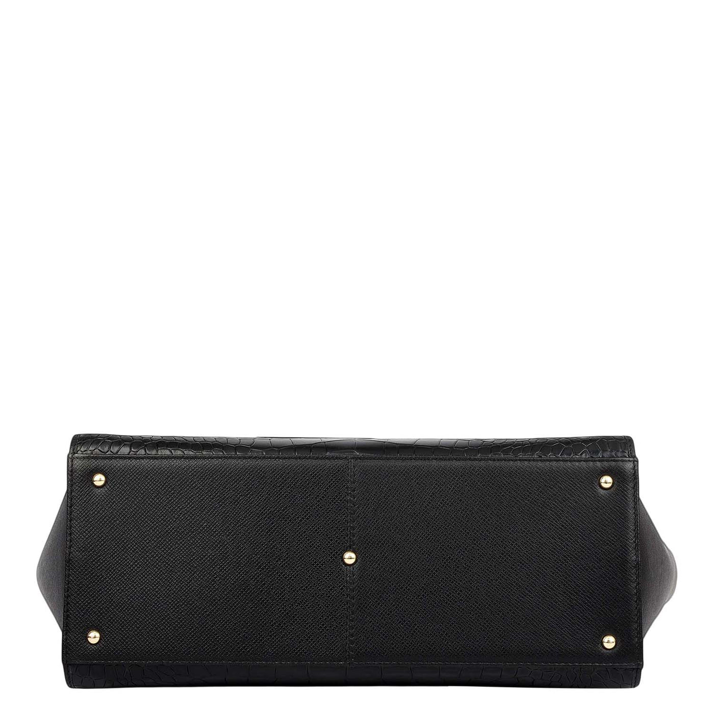 Medium Croco Franzy Leather Tote - Black