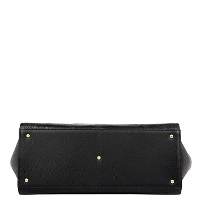 Medium Croco Franzy Leather Tote - Black