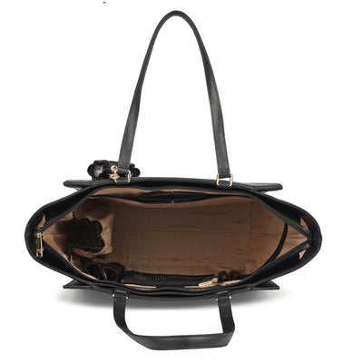 Medium Croco Franzy Leather Tote - Black