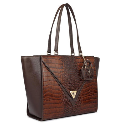 Medium Croco Franzy Leather Tote - Date