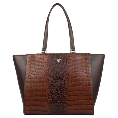 Medium Croco Franzy Leather Tote - Date