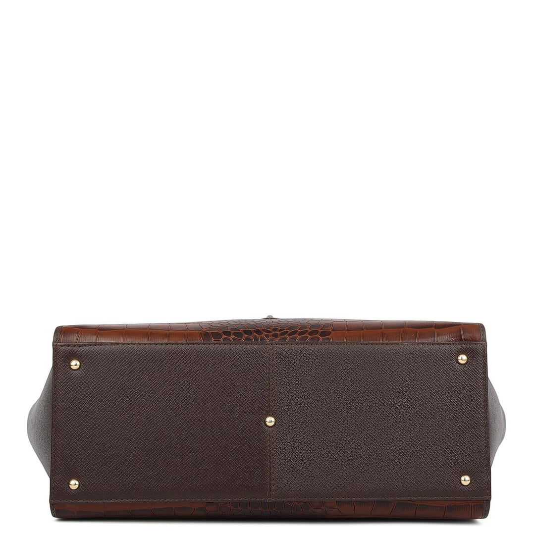 Medium Croco Franzy Leather Tote - Date