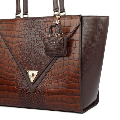 Medium Croco Franzy Leather Tote - Date