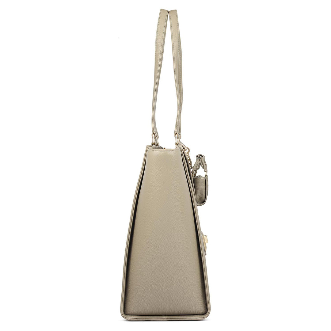 Medium Croco Franzy Leather Tote - Stone Grey
