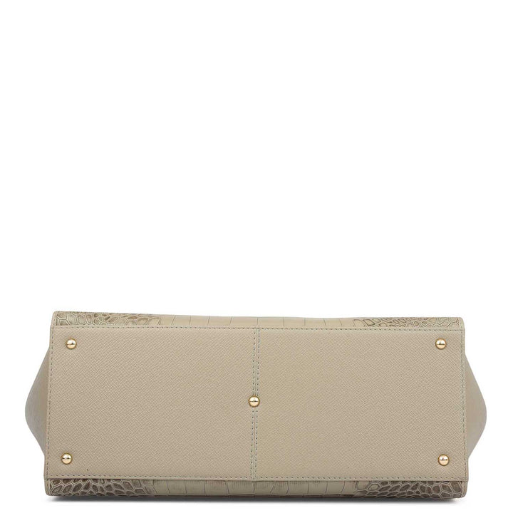 Medium Croco Franzy Leather Tote - Stone Grey