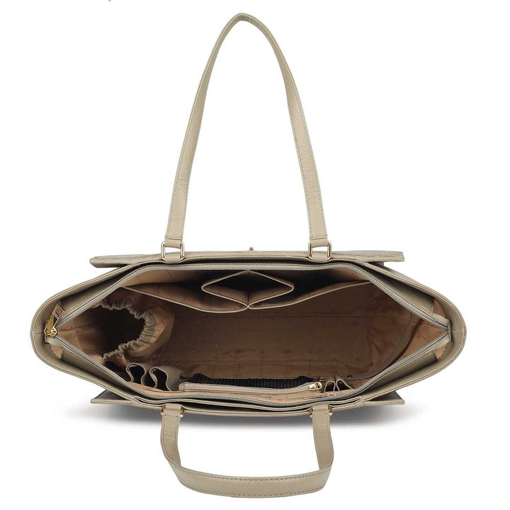 Medium Croco Franzy Leather Tote - Stone Grey