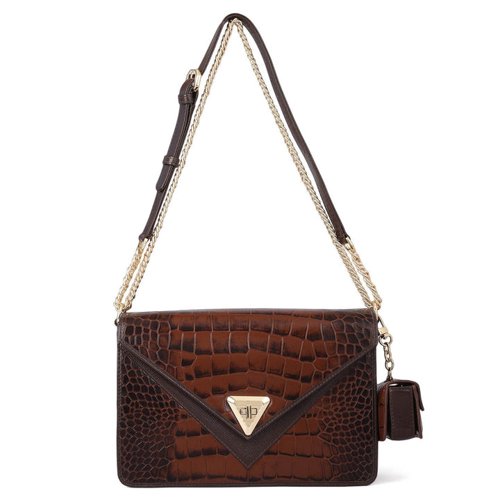 Allure Croco Franzy Leather Shoulder Bag - Date
