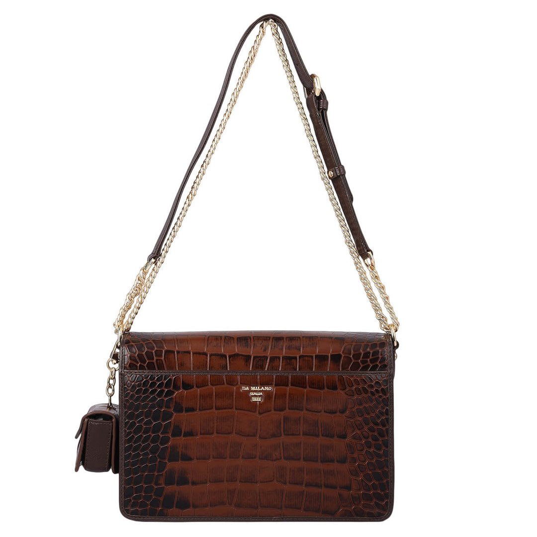 Allure Croco Franzy Leather Shoulder Bag - Date