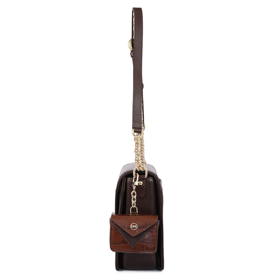 Allure Croco Franzy Leather Shoulder Bag - Date