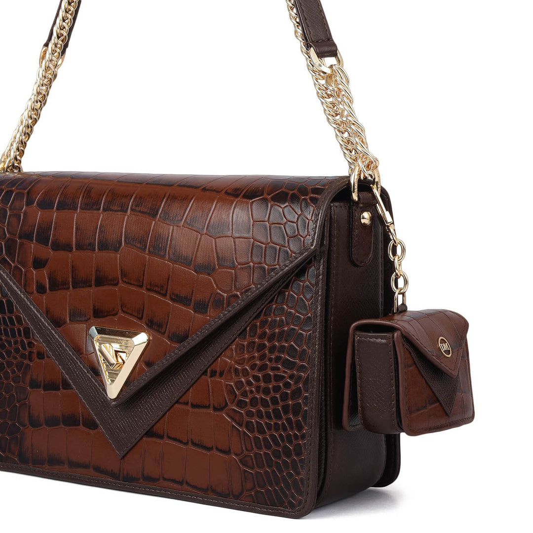 Allure Croco Franzy Leather Shoulder Bag - Date