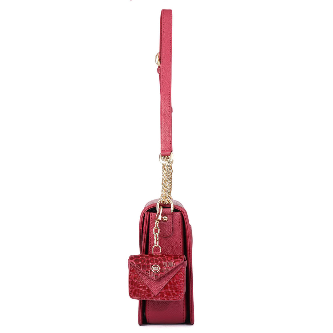 Allure Croco Franzy Leather Shoulder Bag - Plumberry