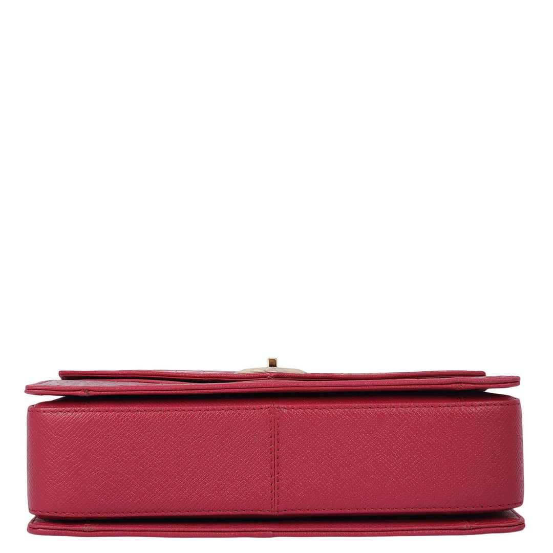 Allure Croco Franzy Leather Shoulder Bag - Plumberry