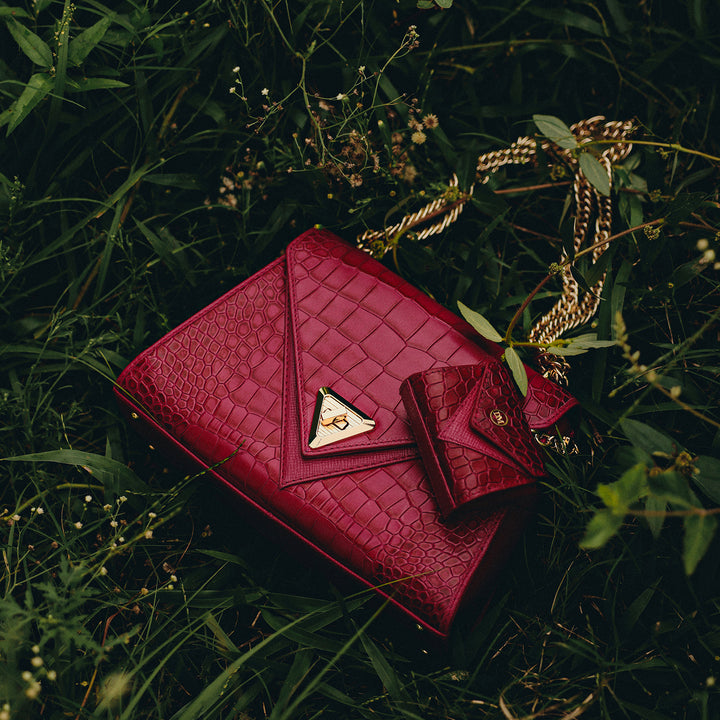 Allure Croco Franzy Leather Shoulder Bag - Plumberry