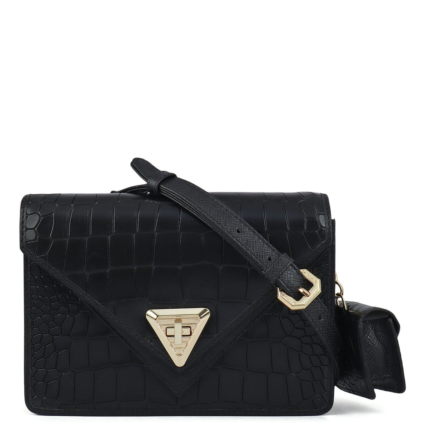 Allure Croco Franzy Leather Sling - Black
