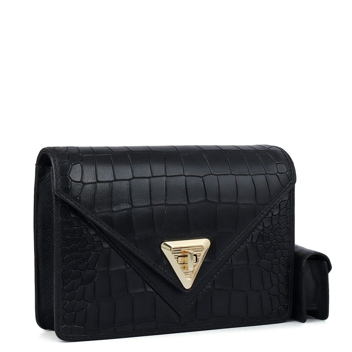 Allure Croco Franzy Leather Sling - Black
