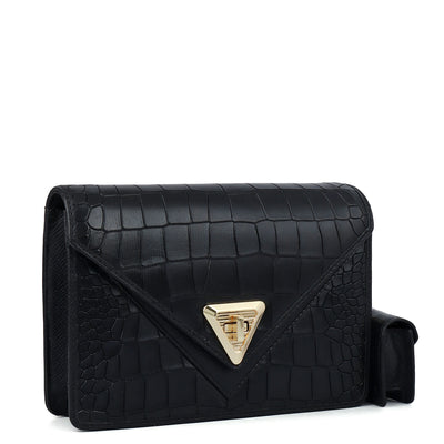 Allure Croco Franzy Leather Sling - Black