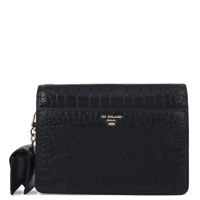 Allure Croco Franzy Leather Sling - Black