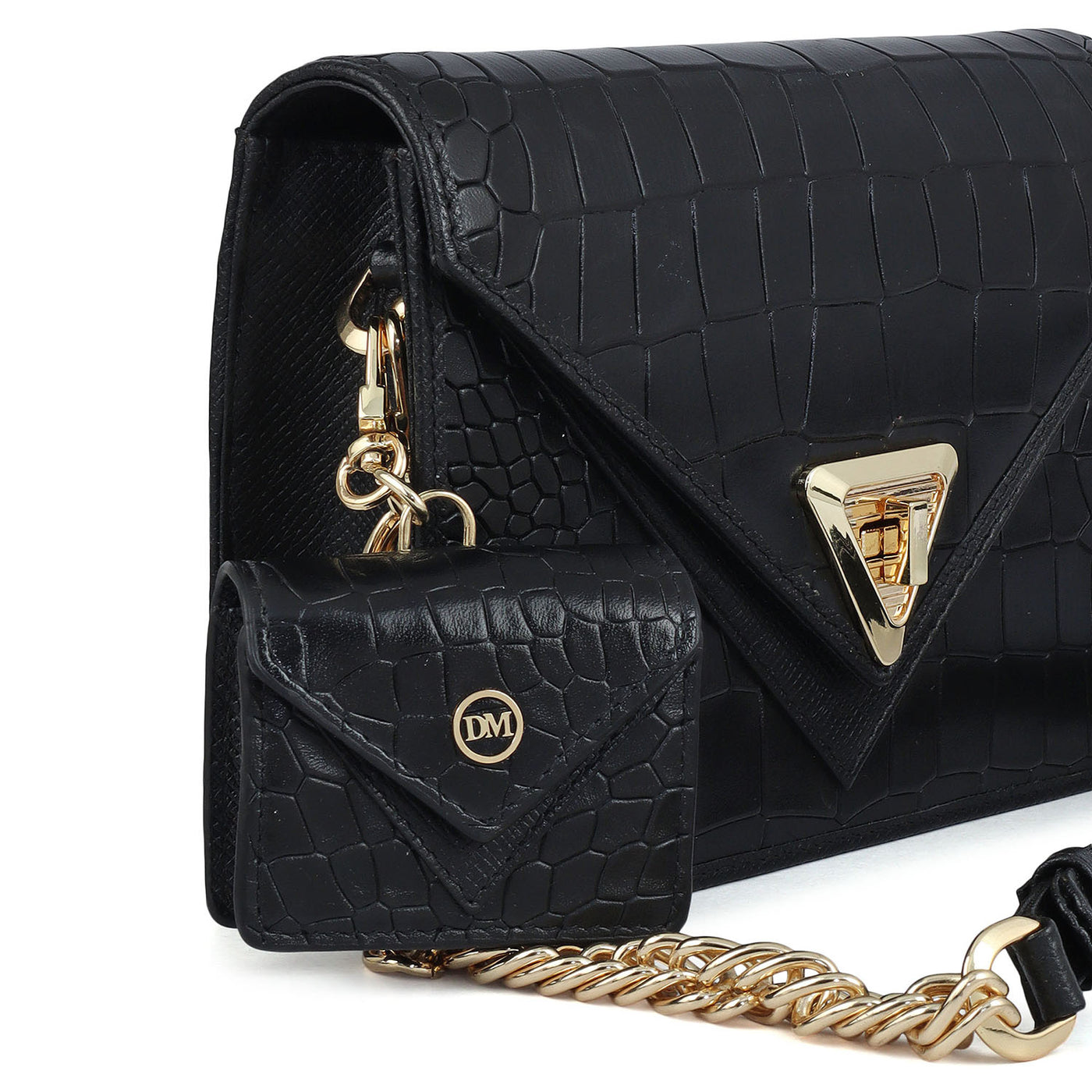 Allure Croco Franzy Leather Sling - Black
