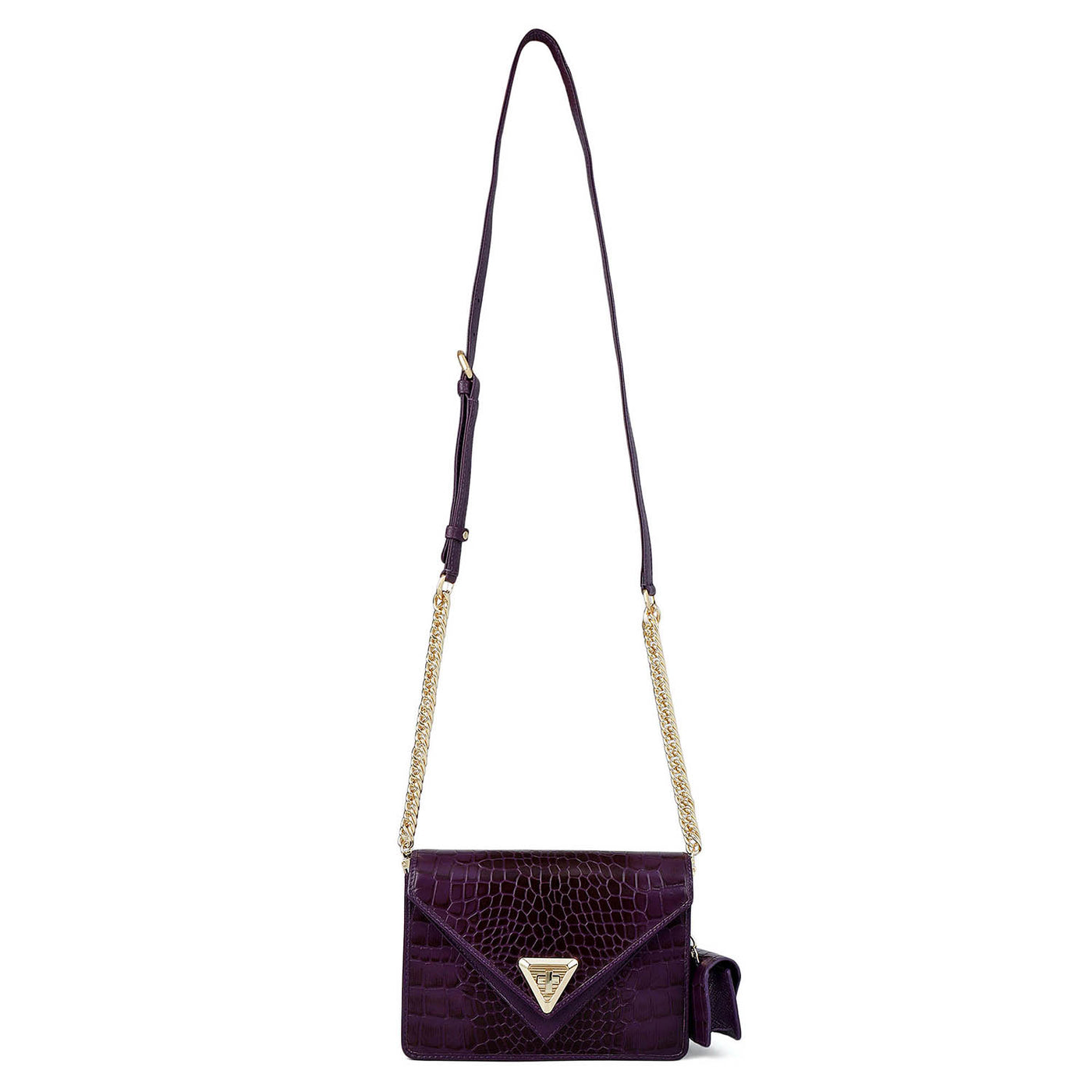 Allure Croco Franzy Leather Sling - Grapevine