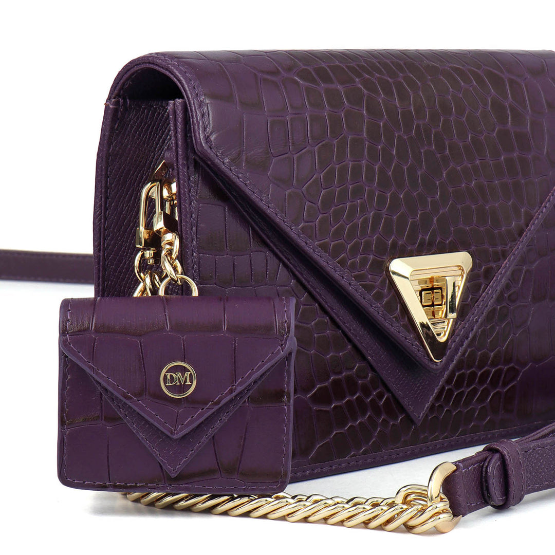 Allure Croco Franzy Leather Sling - Grapevine