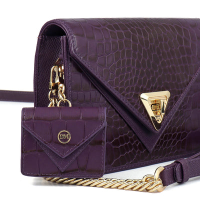 Allure Croco Franzy Leather Sling - Grapevine