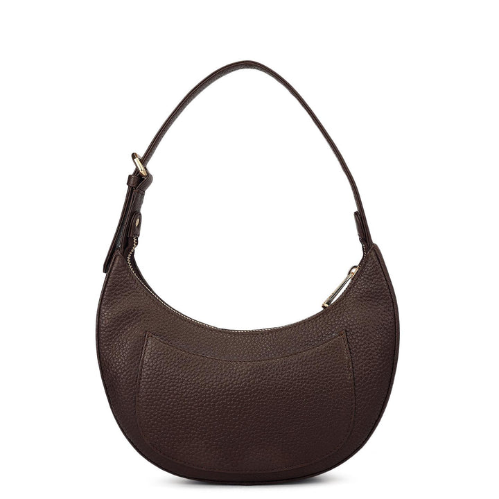 Small Fur Wax Leather Baguette - Beige & Brown